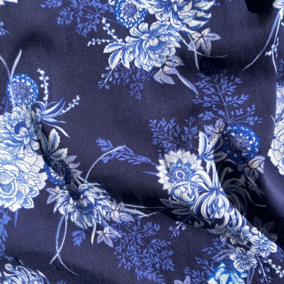 NWT American Living Navy Blue Rose Floral Tie Waist Dress Size 14 - Picture 4 of 9